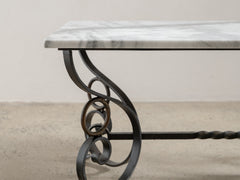 1960s Iron Coffee Table 02 with Grey Carrara Marble