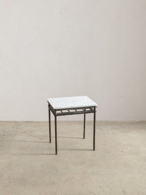 1960s Iron Side Table 06 with Carrara Marble