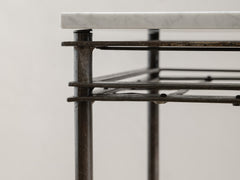 1960s Iron Side Table 06 with Carrara Marble