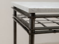 1960s Iron Side Table 06 with Carrara Marble