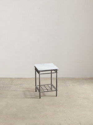 1960s Iron Side Table 07 with Carrara Marble