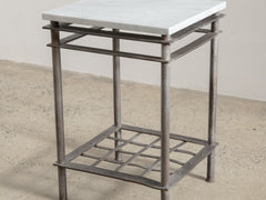1960s Iron Side Table 07 with Carrara Marble