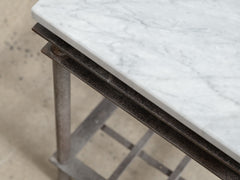 1960s Iron Side Table 07 with Carrara Marble