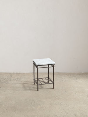 1960s Iron Side Table 08 with Carrara Marble