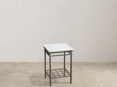1960s Iron Side Table 08 with Carrara Marble