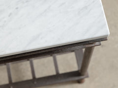 1960s Iron Side Table 08 with Carrara Marble