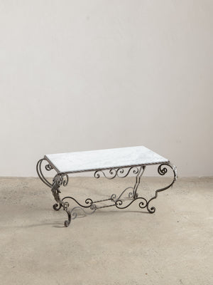 1960s Iron Coffee Table 09 with Bianco Carrara Marble