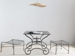 1960s Curved Lattice Iron Stool 02