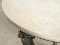 1930s Marble Top Round Timber Table