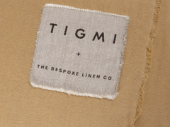 Embroidered Linen Bedspread,  Butter