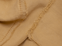 Embroidered Linen Bedspread,  Butter