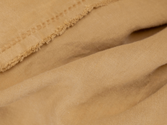 Embroidered Linen Bedspread,  Butter