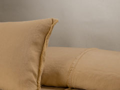 Embroidered Linen Bedspread,  Butter