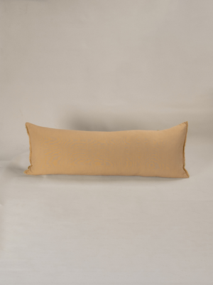 Embroidered Linen Lumbar Cushion,  Butter