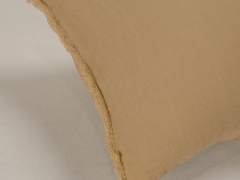 Embroidered Linen Lumbar Cushion,  Butter