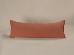 Embroidered Linen Lumbar Cushion, Clay