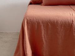 Embroidered Linen Bedspread, Clay