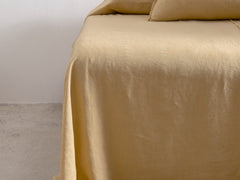 Embroidered Linen Lumbar Cushion,  Butter