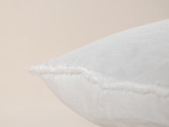 Embroidered Linen Lumbar Cushion, Chalk