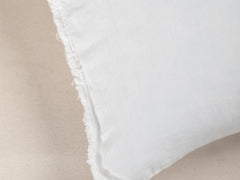 Embroidered Linen Lumbar Cushion, Chalk