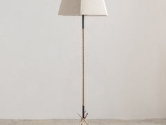 1940s Brass & Leather Floor Lamp