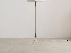 1940s Brass & Leather Floor Lamp