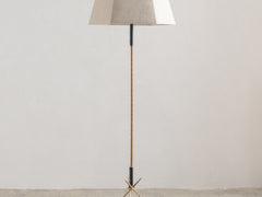 1940s Brass & Leather Floor Lamp