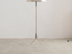 1940s Brass & Leather Floor Lamp