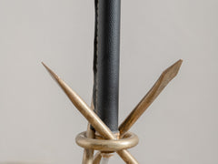 1940s Brass & Leather Floor Lamp