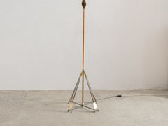 1920s Brass Floor Lamp with Arrow Base