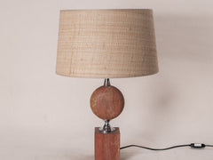1970s Pink Travertine Table Lamp by Philippe Barbier