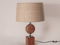 1970s Pink Travertine Table Lamp by Philippe Barbier
