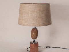 1970s Pink Travertine Table Lamp by Philippe Barbier