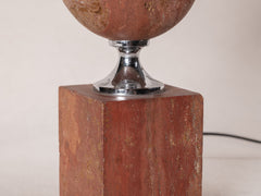 1970s Pink Travertine Table Lamp by Philippe Barbier