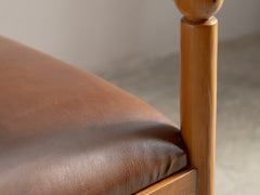 Scalloped Crest Teak & Leather Armchair