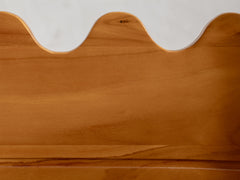 Scalloped Crest Teak & Leather Armchair