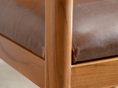 Scalloped Crest Teak & Leather Armchair