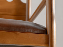 Scalloped Crest Teak & Leather Armchair