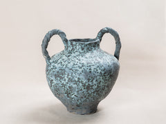 Blue Speckle Rope Handle Urn