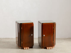 1920s Pair of Art Deco Rosewood & Ebony Bedside Tables