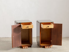 1920s Pair of Art Deco Rosewood & Ebony Bedside Tables