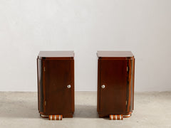 1920s Pair of Art Deco Rosewood & Ebony Bedside Tables