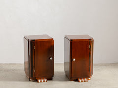 1920s Pair of Art Deco Rosewood & Ebony Bedside Tables