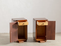 1920s Pair of Art Deco Rosewood & Ebony Bedside Tables