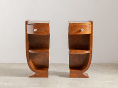 Pair of 1930s French Burl Bedside Tables