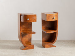 Pair of 1930s French Burl Bedside Tables