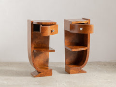 Pair of 1930s French Burl Bedside Tables