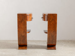 Pair of 1930s French Burl Bedside Tables