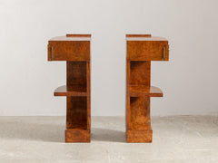 Pair of 1930s French Burl Bedside Tables