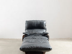 Marsala Leather Armchair with Ottoman